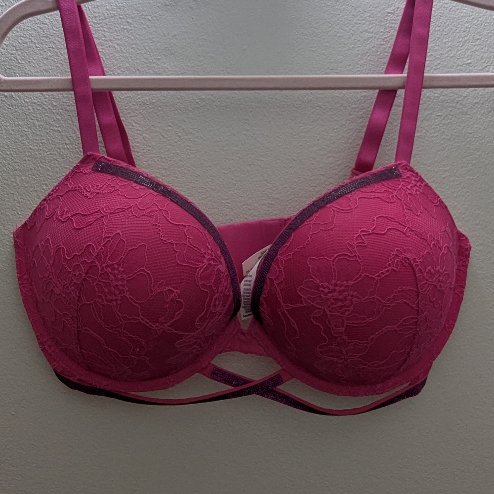 Victoria's Secret Lace Push-Up Bra - Fuchsia